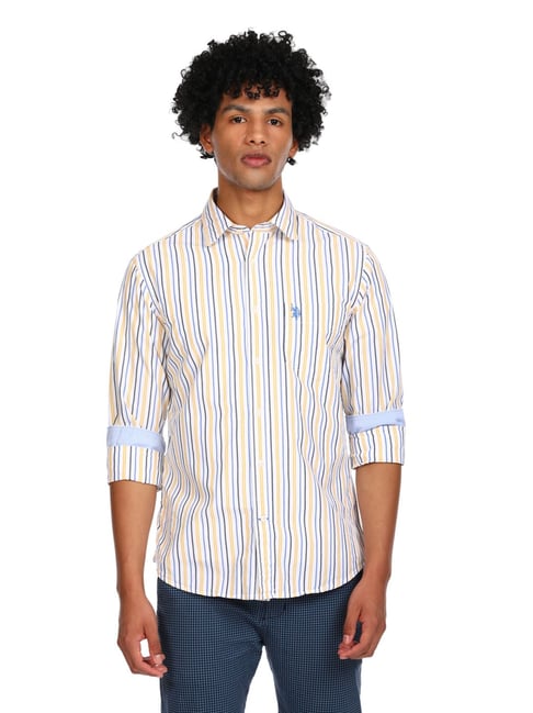 us polo white striped shirt