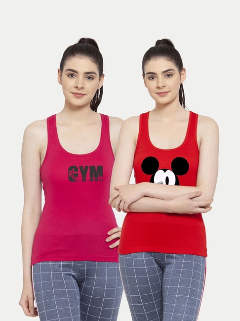 Buy Friskers Multicolor Printed Camisole (Pack Of 2) for Women