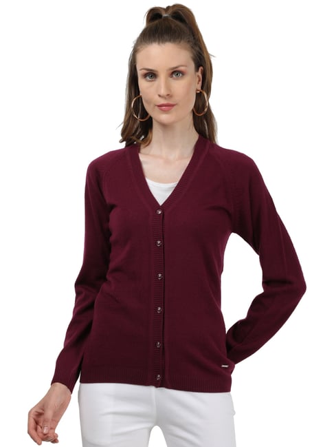 Buy Monte Carlo Wine Full Sleeves Cardigan for Women Online Tata