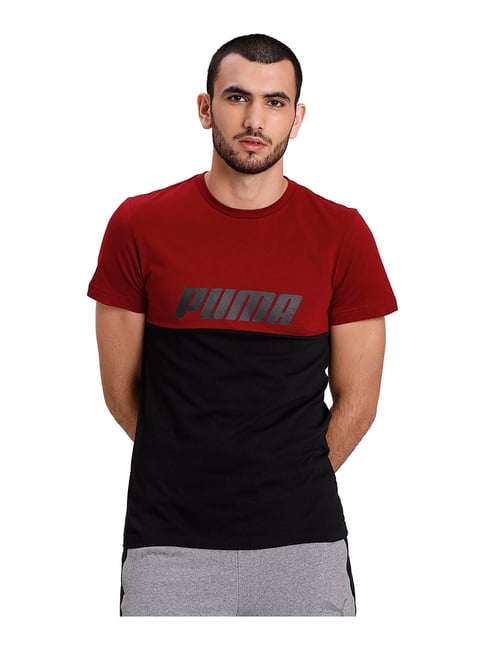 Buy Puma Red Black Crew T-Shirt for Men's Online Tata CLiQ