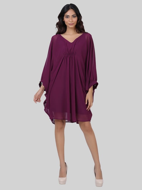 ATTIC SALT Purple Midi A-Line Dress Price in India