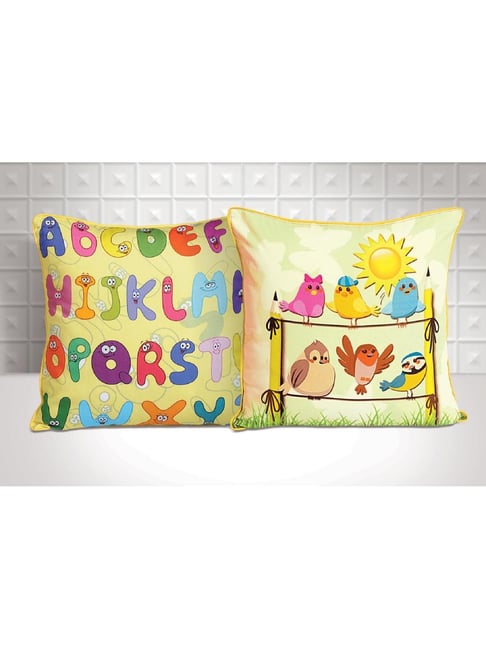 Swayam Multicolor Cotton 210 TC Kids Cushion Covers - Set of 2
