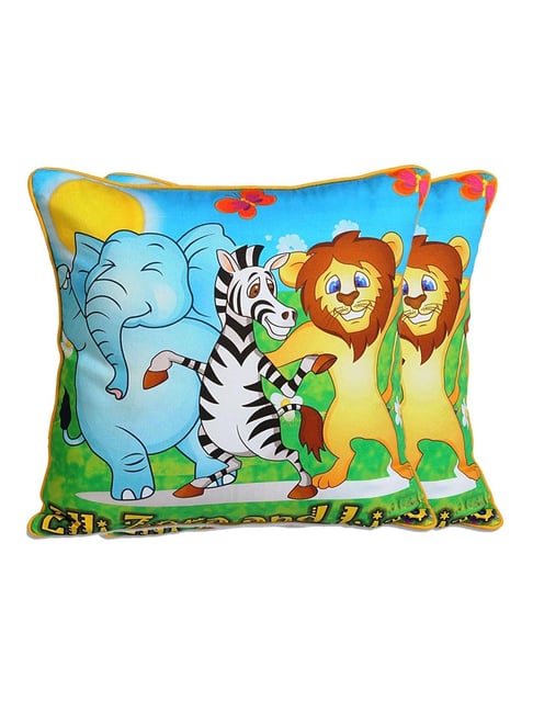 Swayam Multicolor Cotton 210 TC Kids Cushion Covers - Set of 2