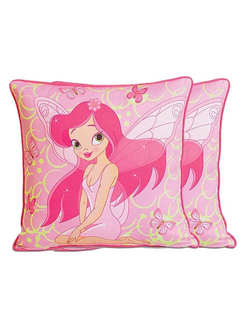 Swayam Pink & Beige Cotton 210 TC Kids Cushion Covers - Set of 2