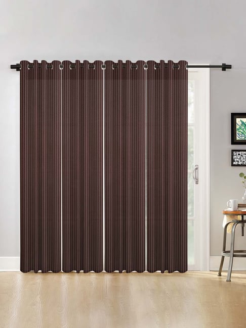 Hosta Homes Polyester Net Leaf Design 9 ft. Long Door Curtains - Pack of 4-picture-25