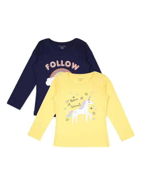 Plum Tree Kids Navy & Yellow Embellished Tops-picture-23