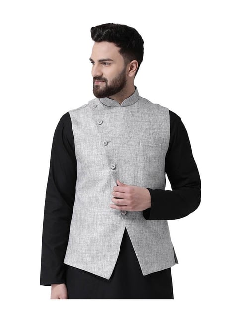 Beige handwoven half sleeves cotton nehru jacket – GoCoop