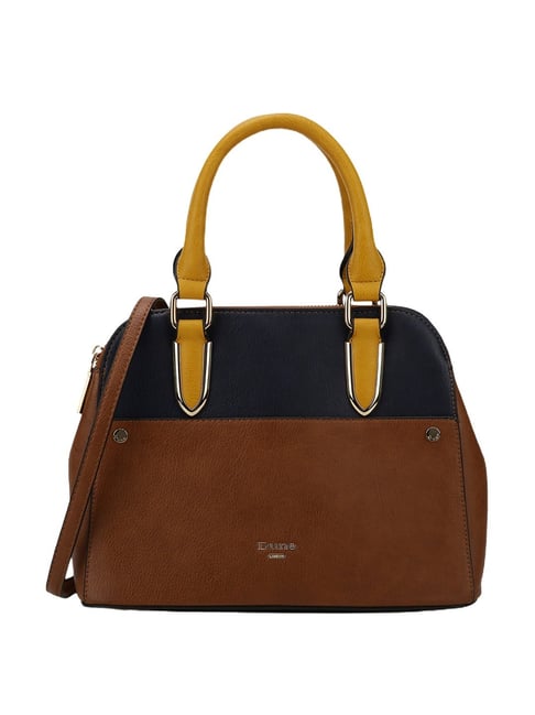 Dune London Dinidave Tan Black Color Block Medium Satchel Handbag