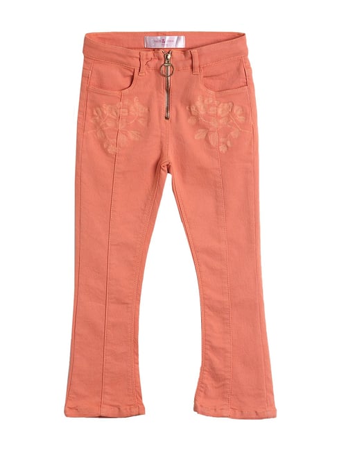 Tales & Stories Kids Orange Embroidered Trouser