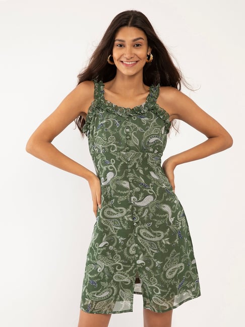 Zink London Green Printed Dress Price in India