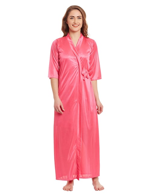 Claura Pink Full Length Nighty With Robe