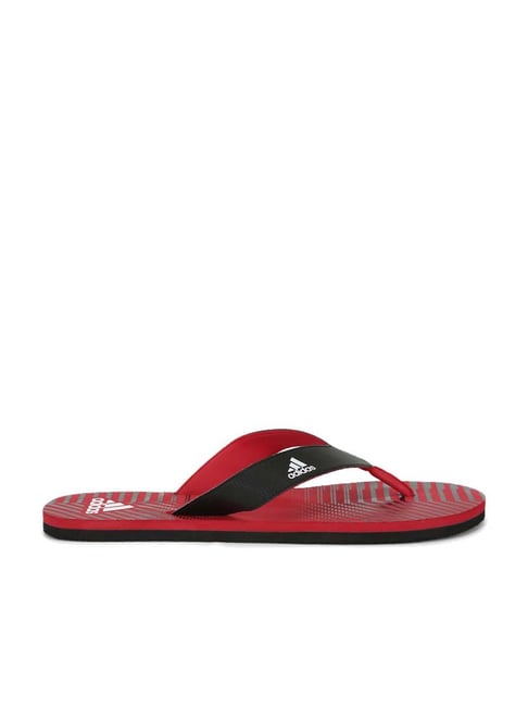 Adidas Men's BEACH PRINT MAX OUT19 M Charcoal Black & Red Flip Flops