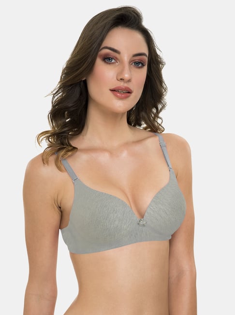 IN CARE Grey Half Coverage Non-Wired Push-Up Bra