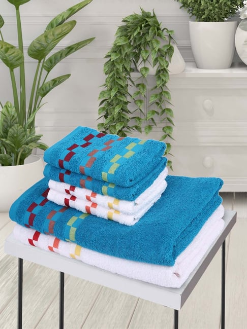 Buy Bianca Sonoma Aqua White Cotton 450 GSM Bath Linen Set at