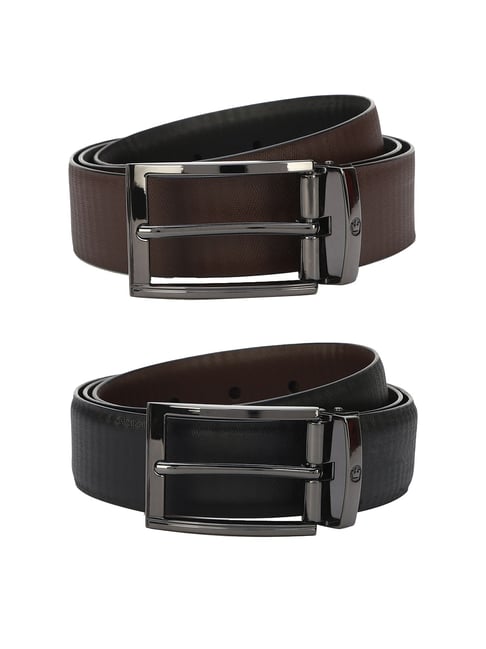 Buy Louis Philippe Men Brown & Black Solid Reversible Leather Belt