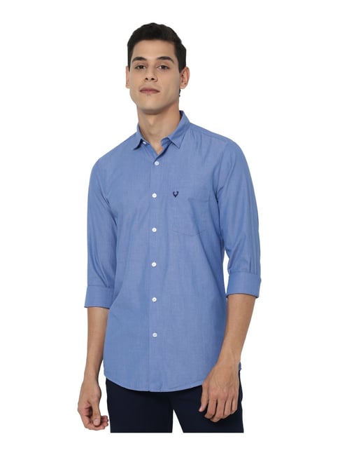 Allen Solly Blue Cotton Slim Fit Shirt