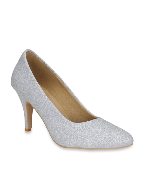 Get Glamr Women's Silver Stilettos Pumps