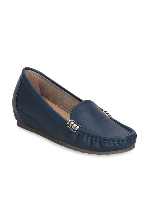 Get Glamr Women's Navy Wedge Loafers