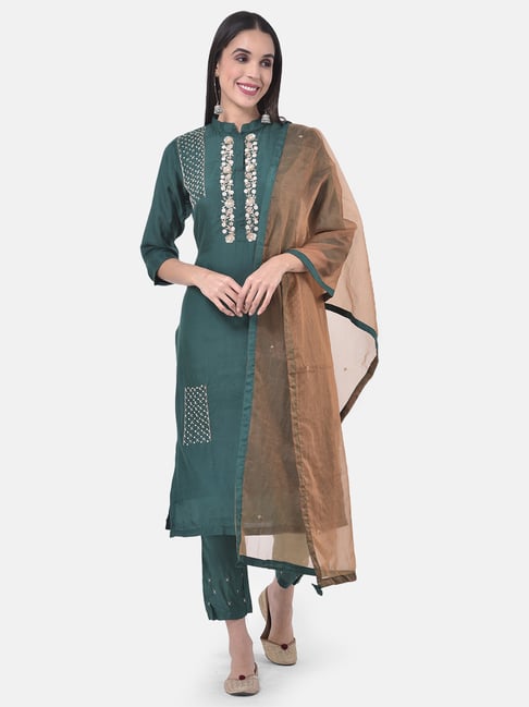 Buy Neeru's Green Embellished Kurta With Pant & Dupatta for Women's Online  @ Tata CLiQ