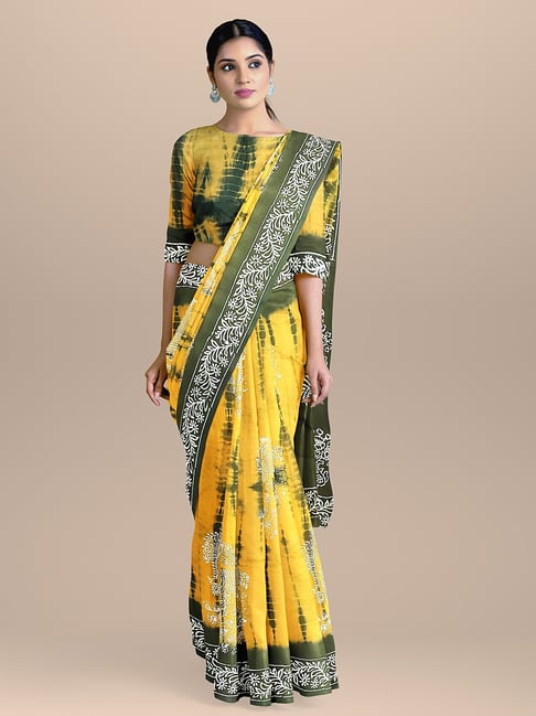 Buy BharatSthali Yellow Pure Dabu Printed Handloom Saree With Blouse for  Women¿s Online @ Tata CLiQ