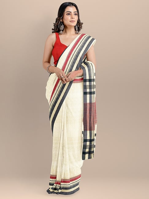 Dark Alice Blue With Black Temple Border Pure Kota Cotton Saree –  BharatSthali