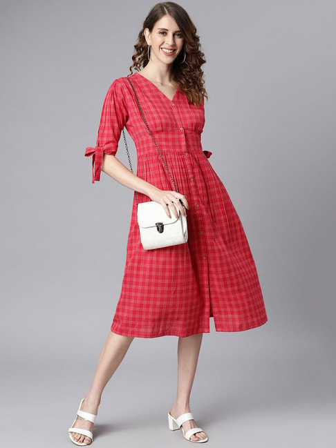 Beebay Gingham Check Ruffle Dress Red 9-12M : Amazon.in: Clothing &  Accessories