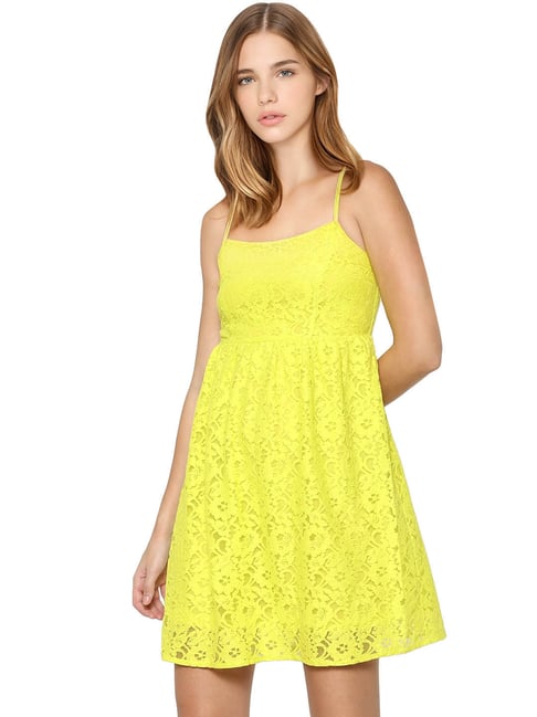 Only Yellow Lace Dress Price in India