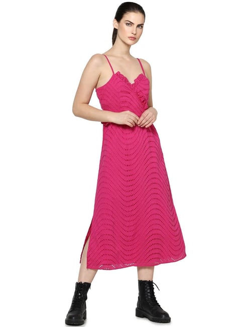 Only Pink Self Design Dress Price in India
