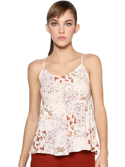 Only Off White Floral Print Top