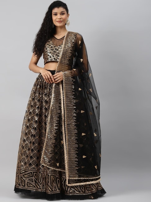 superb designer black and Golden embroidery wedding lehenga | Party wear  lehenga, Indian bridal lehenga, Lehenga saree