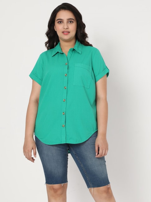Vero Moda Green Checks Shirt Price in India