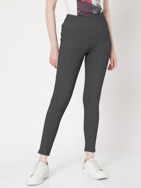 Vero Moda Dark Grey Melange Textured Treggings