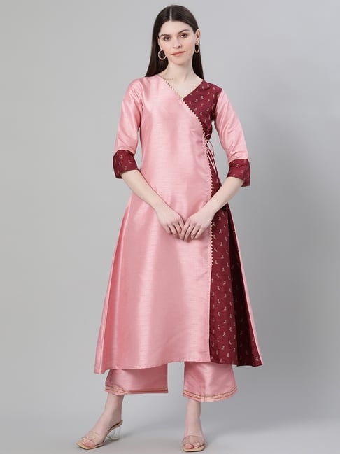 Ziyaa Pink Printed A Line Kurta