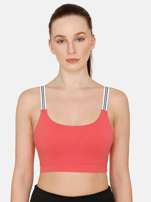 Buy Zelocity By Zivame Pink Solid Non Wired Non Padded Sports Bra