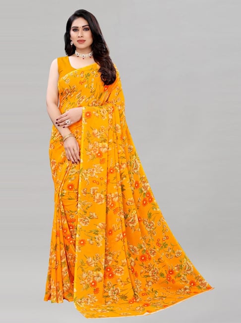 Georgette Designer Saree In Yellow Colour - SR4690057