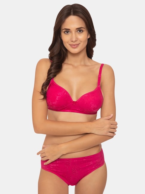 Tweens Dark Pink Non Wired Padded Bra With Panty