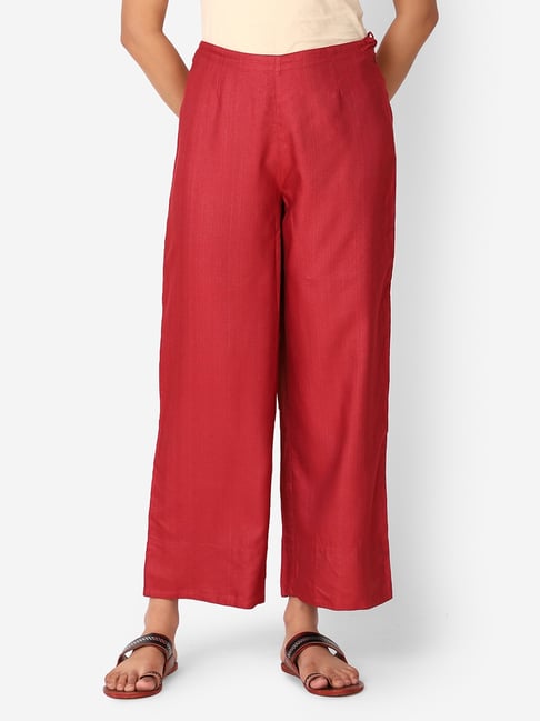 Fabindia Maroon Mid Rise Palazzos-picture-19