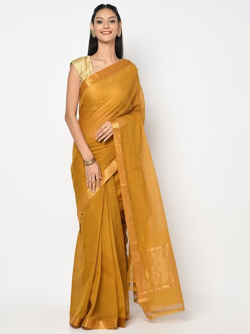 Fabindia Cotton Mangalgiri Loom Border  Blouse Piece attached with Saree Price in India