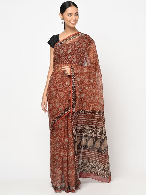 Fabindia Cotton Silk Kota Printed  Saree without Blouse Piece Price in India