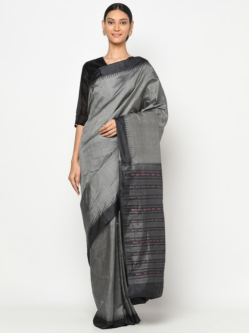 Fabindia Silk Tussar Ikat Weave  Saree with Blouse Piece Price in India