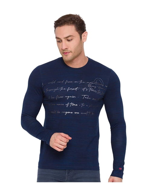 Buy Being Human Navy Full Sleeves Printed T Shirt for Men Online Tata CLiQ