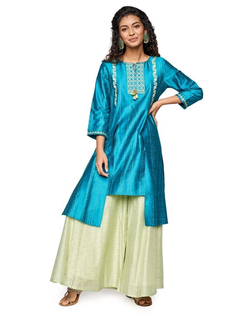 Global Desi Blue Printed Kurta