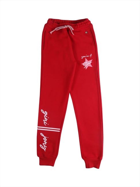 Gini & Jony Kids Red Printed Joggers