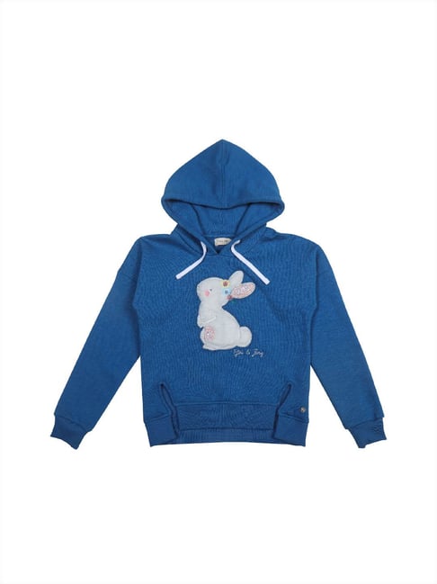 Gini & Jony Kids Blue Embellished Hoodies