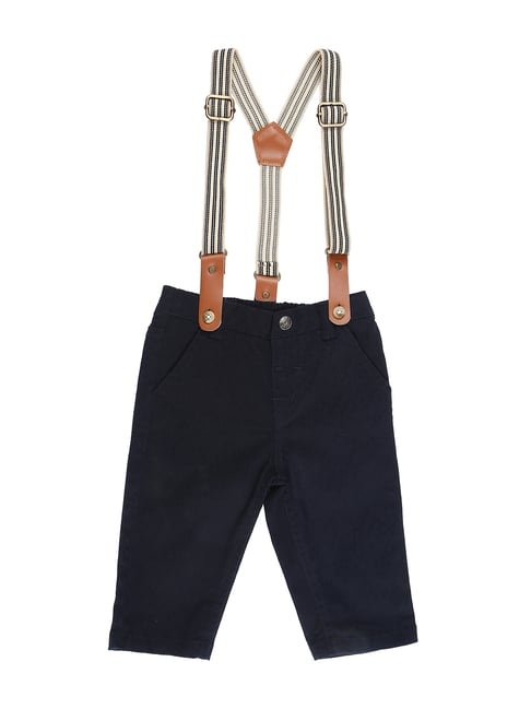 Gini & Jony Kids Navy Solid Trousers with Suspender