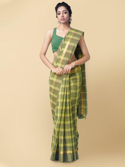 Unnati Silks Women's Pure Pavani Mangalagiri Cotton Saree with Blouse Price in India
