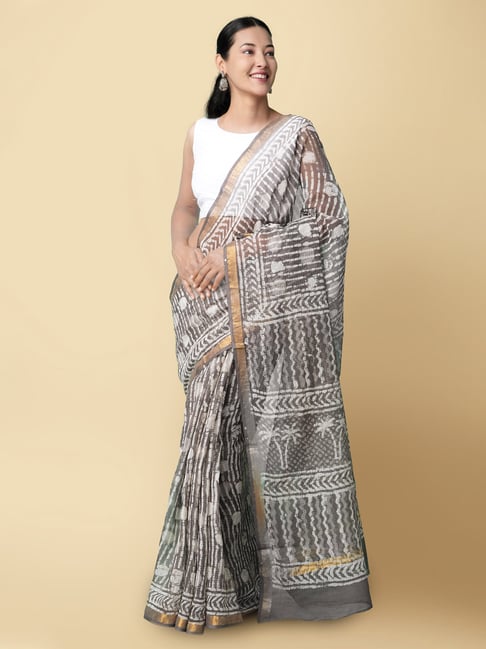 Unnati Silks Women's Pure Preet Dabu Kota Cotton Saree with Blouse Price in India