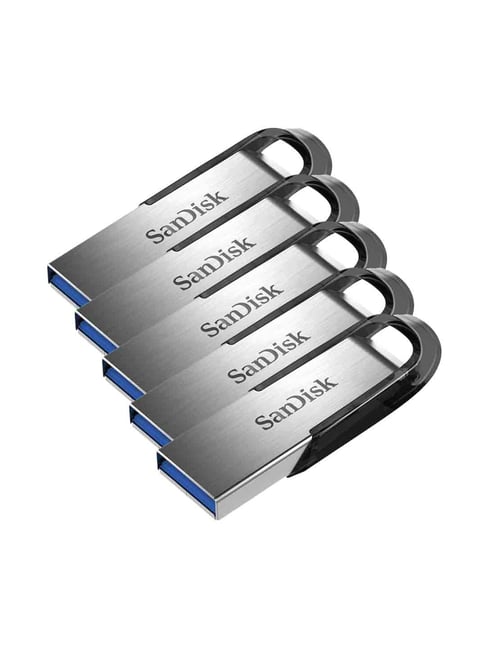 SanDisk Ultra Flair CZ73 128 GB USB 3.0 Flash Drive Pack of 5 (Silver)