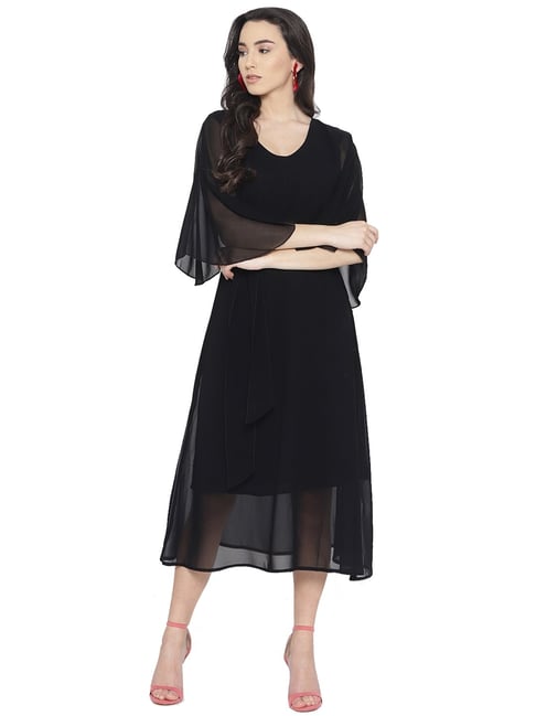 Cottinfab Black A-Line Dress Price in India