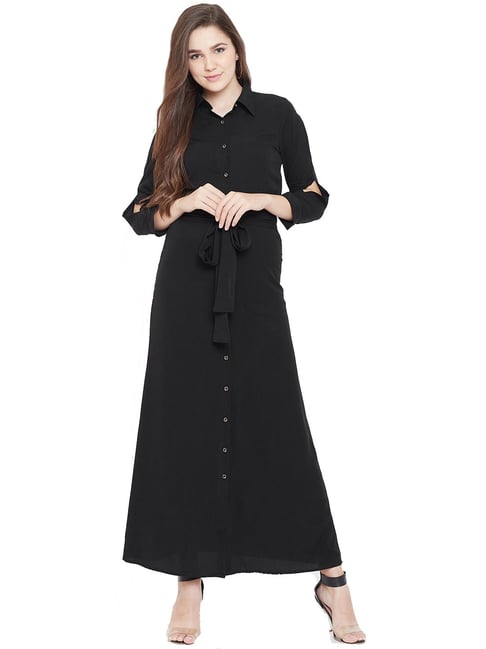 Cottinfab Black Shirt Dress Price in India